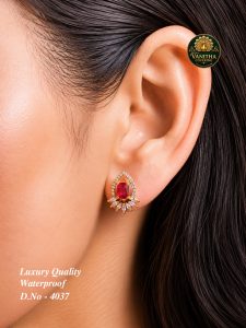 Premium gold plated ad crystal red fancy stud