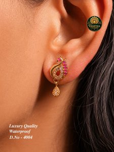Premium gold plated ad ruby peacock stud