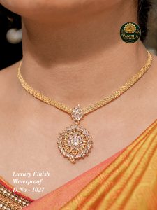 Premium gold plated ad oorvasi round necklace