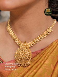 Premium gold plated mat mango deepam necklace