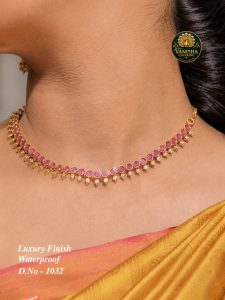 Premium gold plated ad ruby attikai necklace