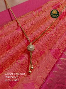 Premium gold plated stone ball tv chain with tails - 18 inches