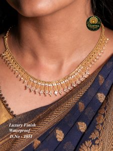 Premium gold plated double ad stone kasai diamond necklace